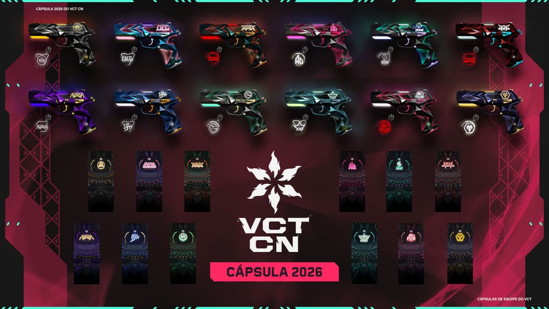 Skins do VCT China 2026 (Foto: Divulgação/Riot Games)