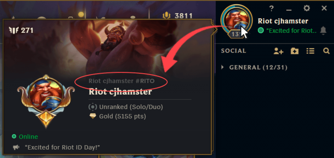 Your Riot ID in the League of Legends Client