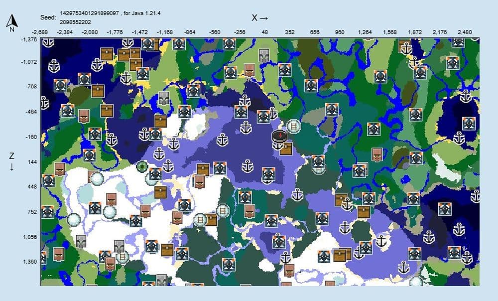 Shipwreck and Nether Access Seed Code: 1429753401291899097 (Image Credit: Screengrab via Chunkbase)