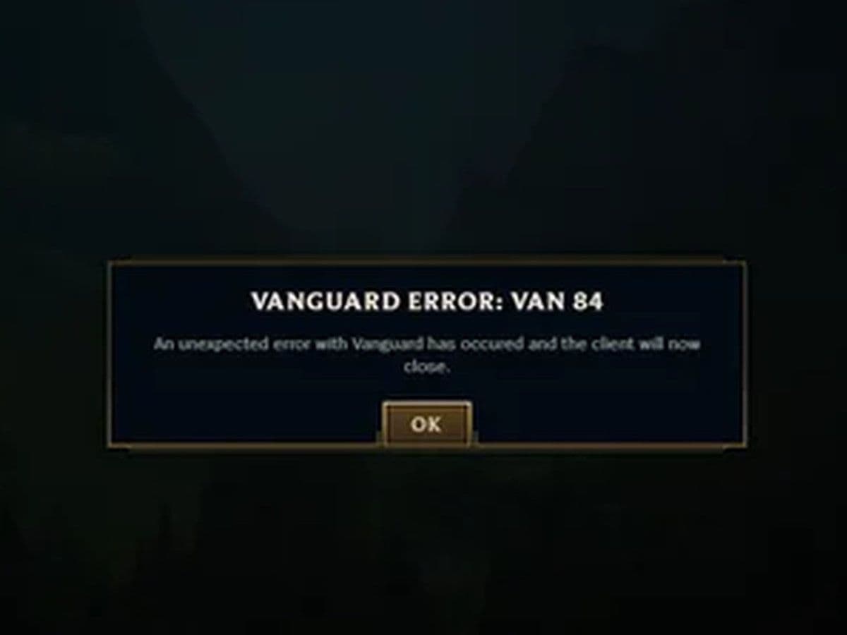 Vanguard Error VAN 84
