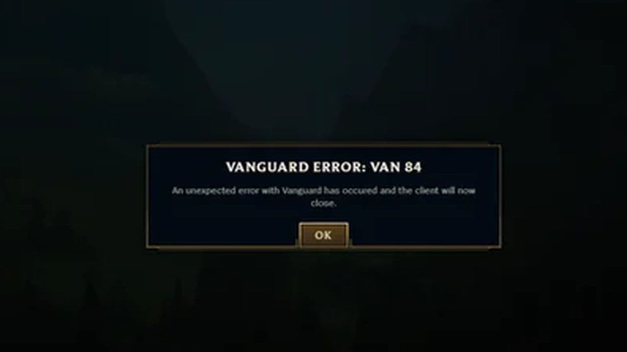 Vanguard Error VAN 84