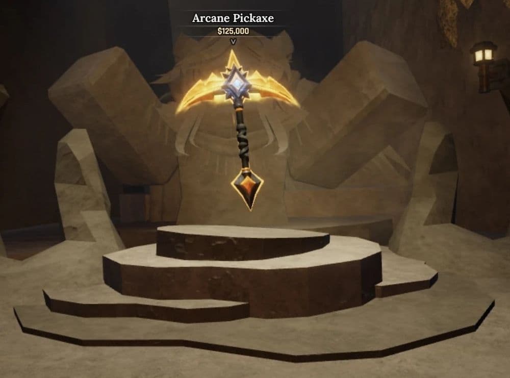 You can use the Arcane Pickaxe to increase your luck in the game (Image Credit: The Forge Wiki)