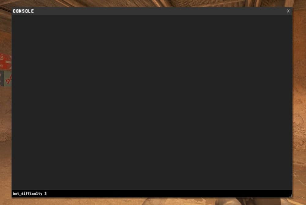 Open console and type the command, depending on the bot difficulty you want to play with (Image Credit: THESPIKEGG)