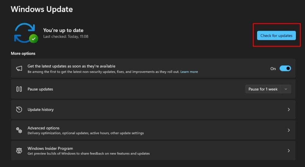 Go to Windows Update and check if there is anything new released by Microsoft (Image Credit: THESPIKEGG)