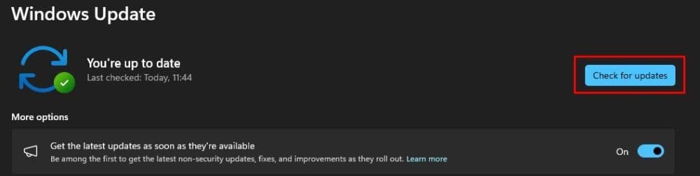 Always check for Windows updates and make sure your PC is running the latest version (Image Credit: THESPIKEGG)