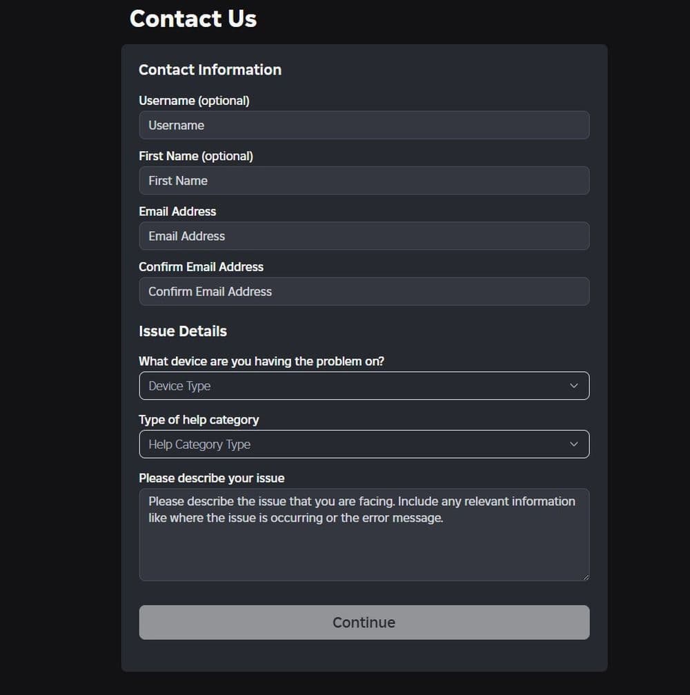 You will be redirected to the “Contact Us” page, and you should fill in the information shown in the image above (Image Credit: THESPIKEGG)