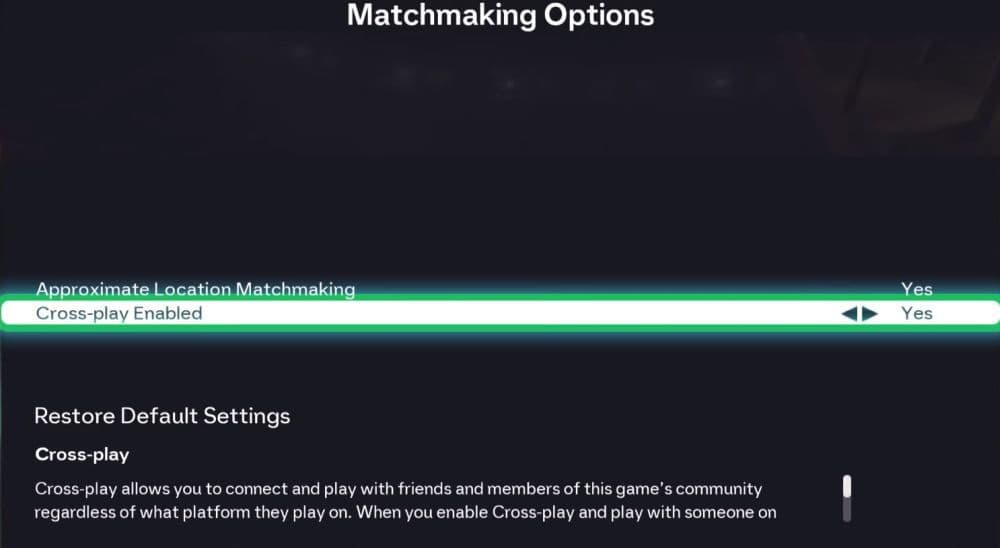 Make sure cross-play is enabled on all parties’ FC 26 settings (Image Credit: EA GAMES)