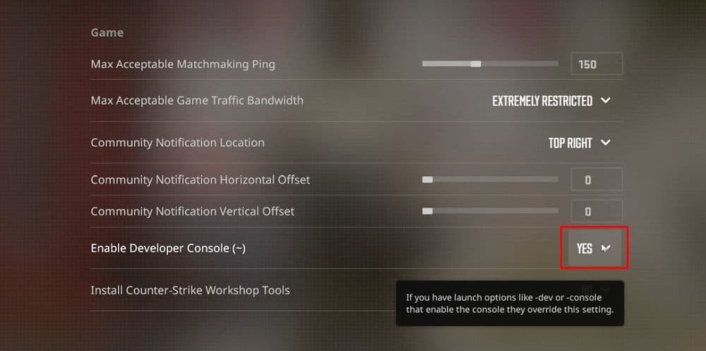 First things first, you need to enable “Developer Console” in the settings (Image Credit: TroubleChute on YouTube)