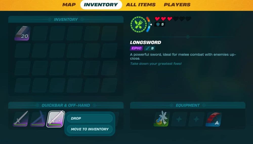 Epic Longsword is one of the very powerful weapons that you can craft by using Iron Bars (Image Credit: Easy Erl on YouTube)
