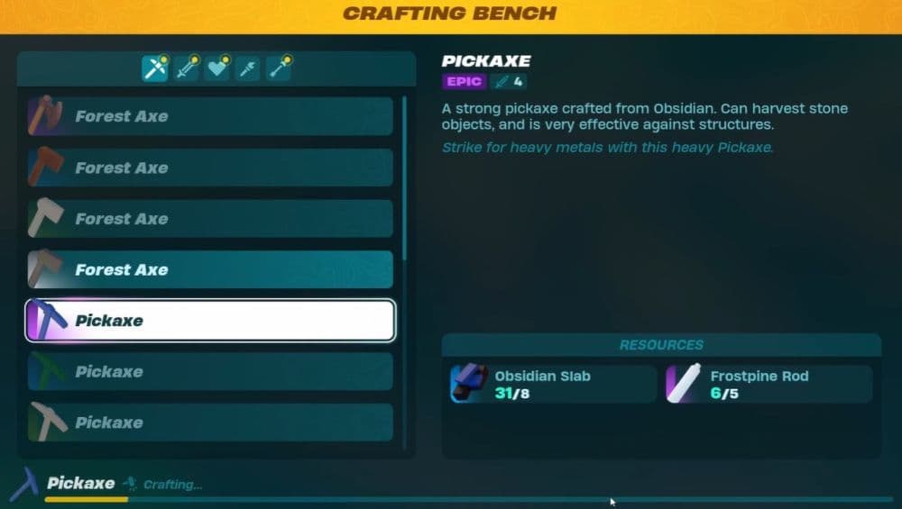 You will need an Epix Pickaxe to be able to mine iron (Image Credit: Sky Gaming Arena on YouTube)