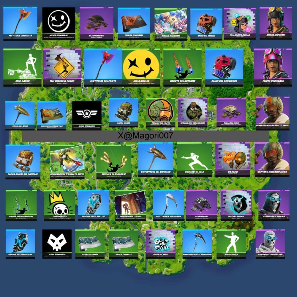 Magori007 contributed to the leaks with the image you see above. You can see a many skins and emotes that will be released with Fortnite OG Battle Pass (Image Credit: Magori007 on X)