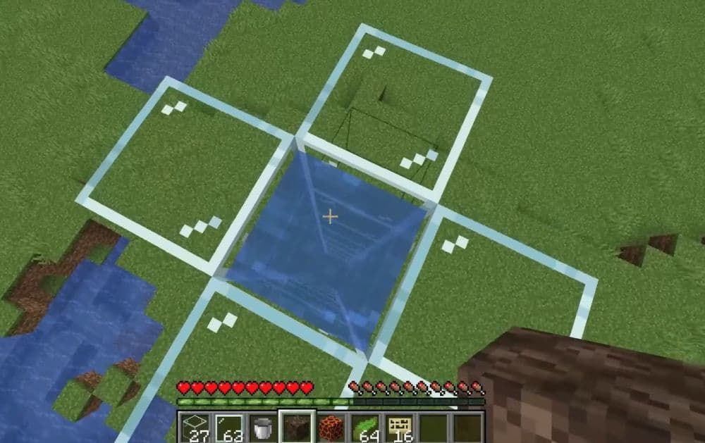 Glass is the most-used water elevator block in Minecraft (Image Credit: Eyecraftmc on YouTube)