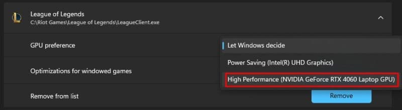 Usually, Windows chooses the better option, but you can also manually select “High Performance” just to make sure (Image Credit: THESPIKEGG)