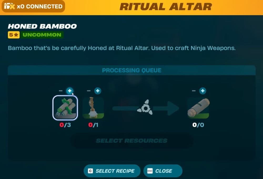 Here is the most basic, “Uncommon,” recipe for Honed Bamboo in the game (Image Credit: IG on YouTube)