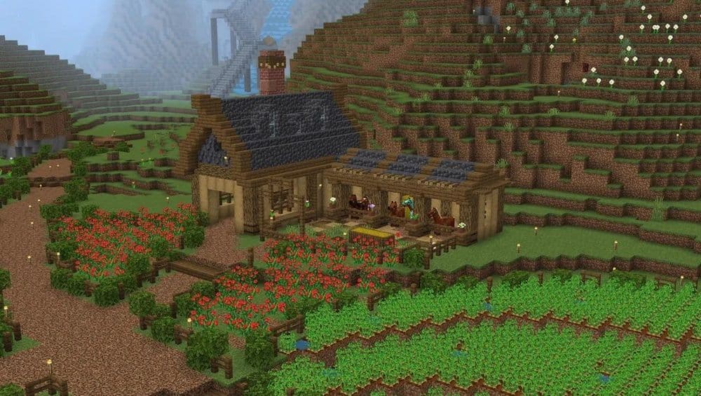 You can find different horse stable ideas on the internet to store your zombie horse (Image Credit: u/General---- on r/Minecraft)