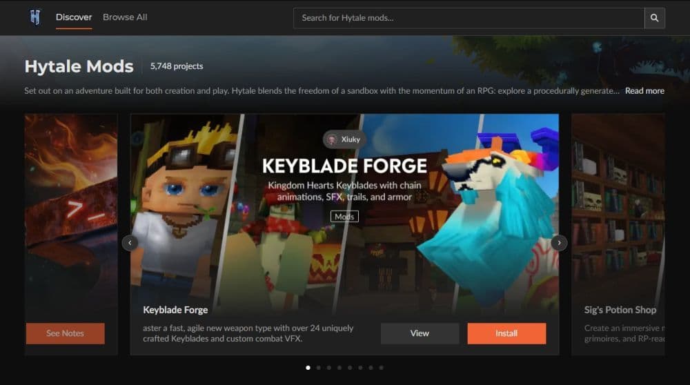 You can also find some of the best Hytale plugins on CurseForge (Image Credit: Screenshot via CurseForge)
