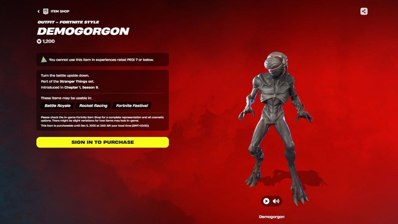 fortnite demogorgon skin