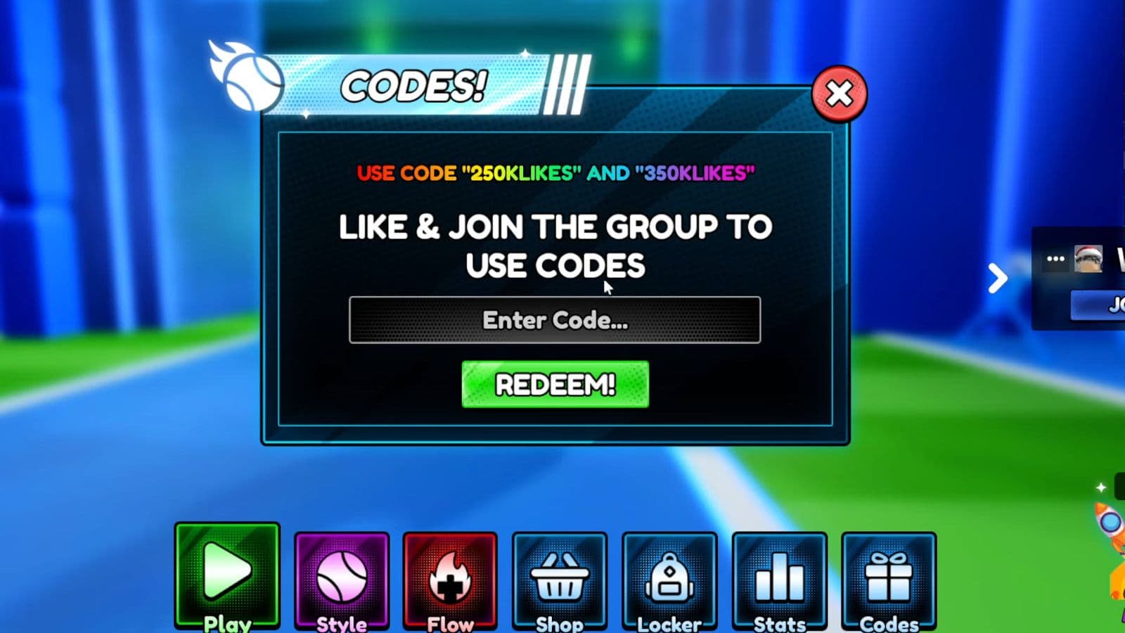 roblox tennis zero codes