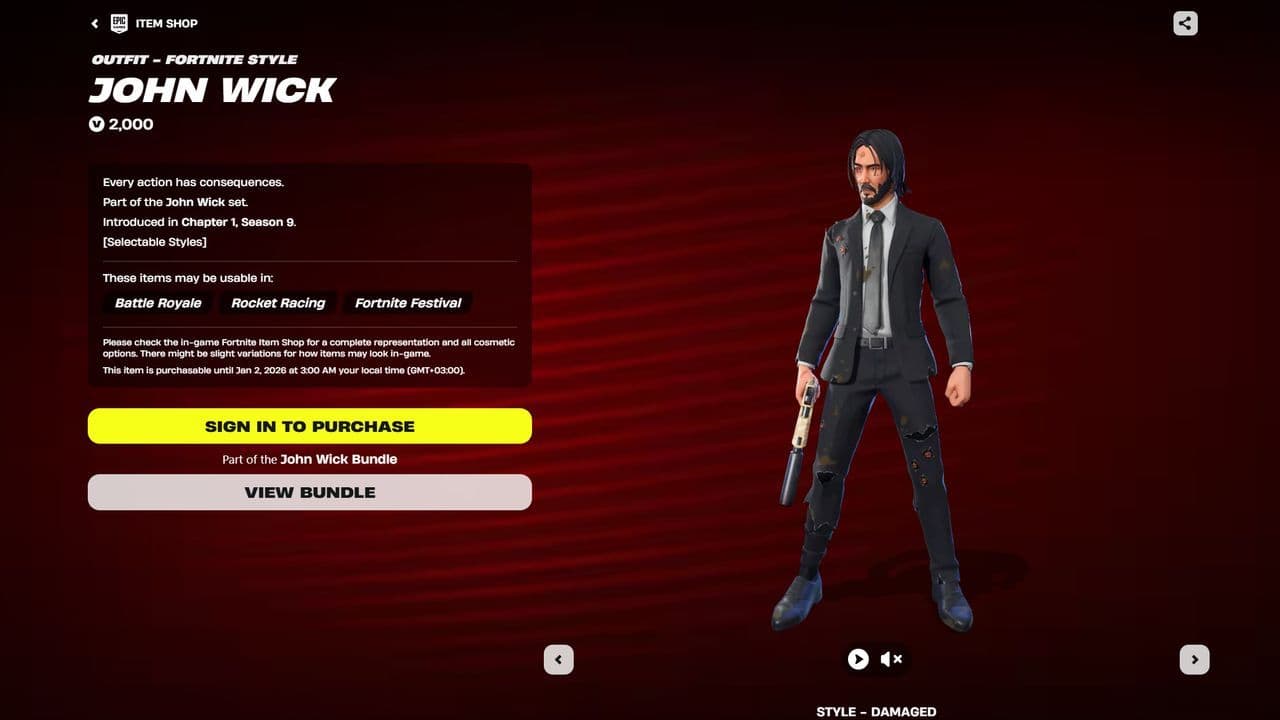 Fortnite John Wick bundle