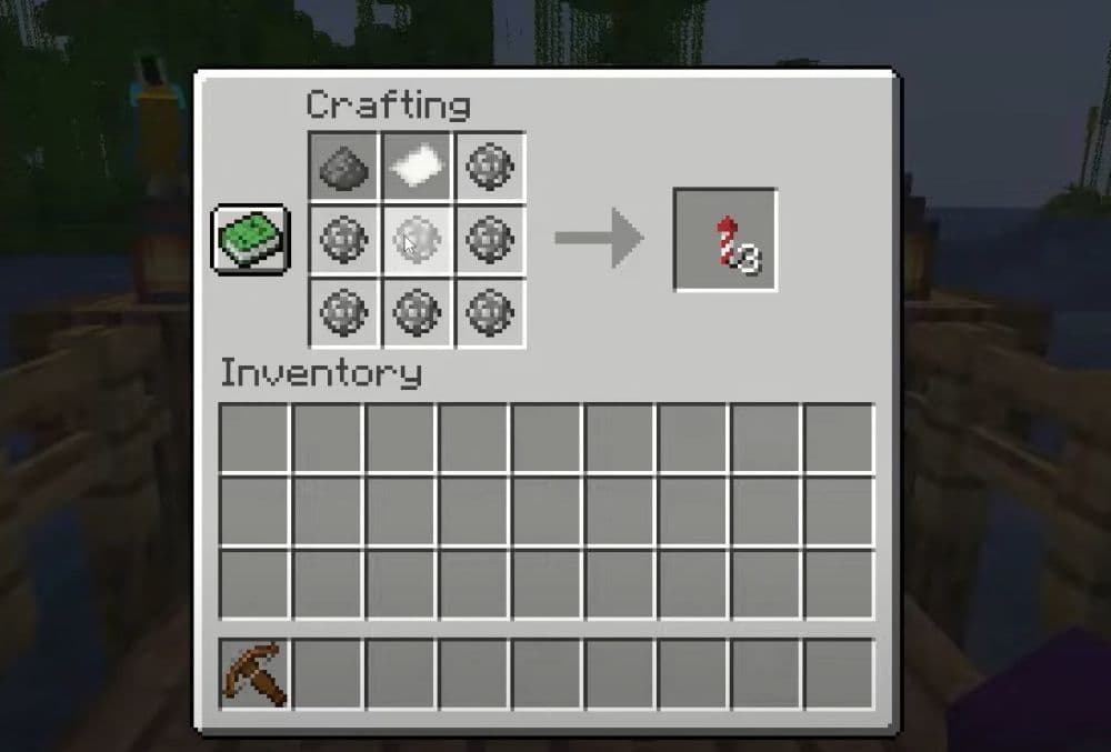 Here is the recipe on how to make the strongest firework in Minecraft (Image Credit: Azarca on YouTube)