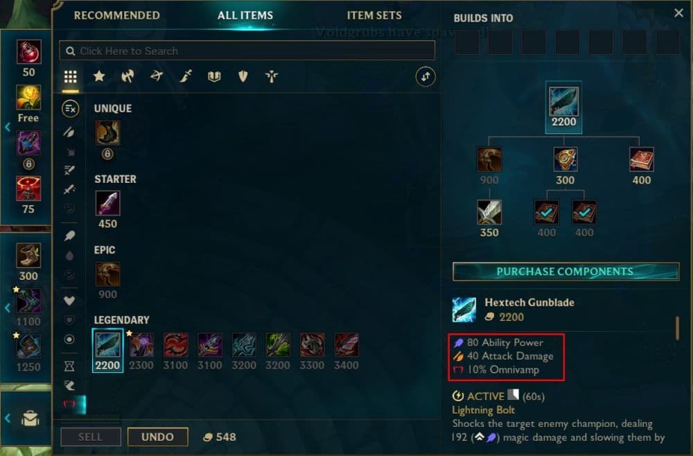 Hextech Gunblade is one of the items that gives omnivamp stat in LoL (Image Credit: THESPIKEGG)