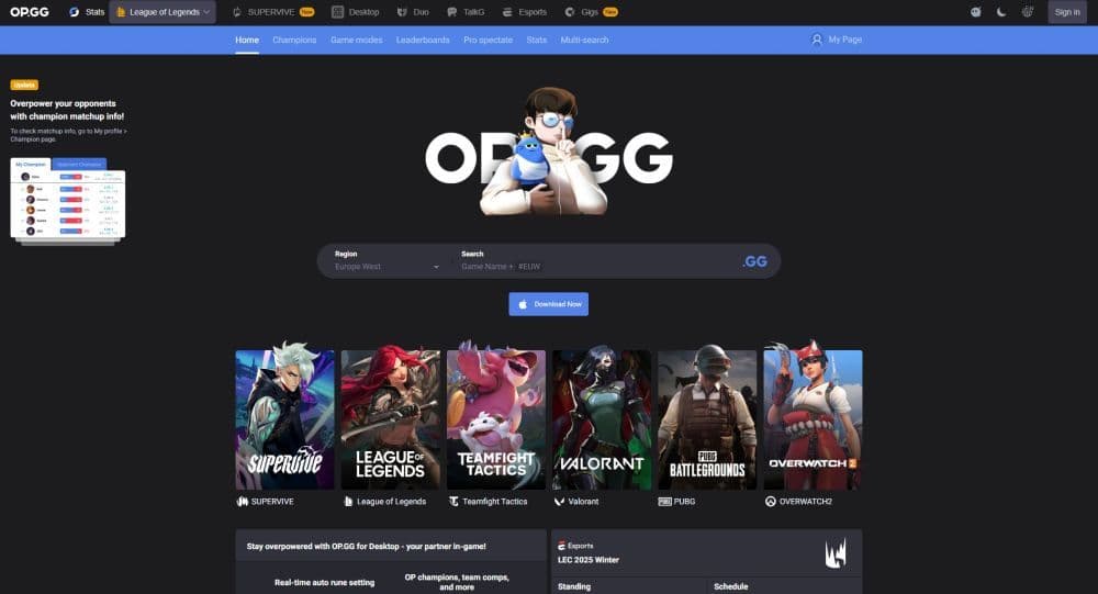 Type your name in one of the third-party websites and check your stats and last games (Screengrab via OP.GG)