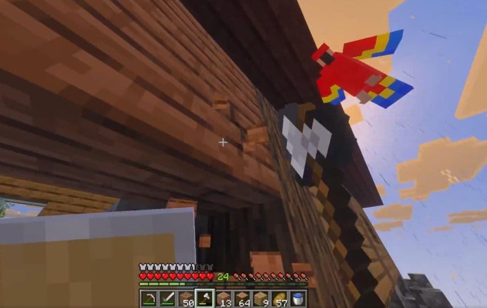 Once you get all of the ingredients together, you can start the process and tame your parrot to be your companion (Image Credit: u/TolithVaris on r/Minecraft)