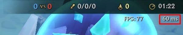 Here is where your “ping” appears in League of Legends once you hit the shortcut (Image Credit: THESPIKEGG)
