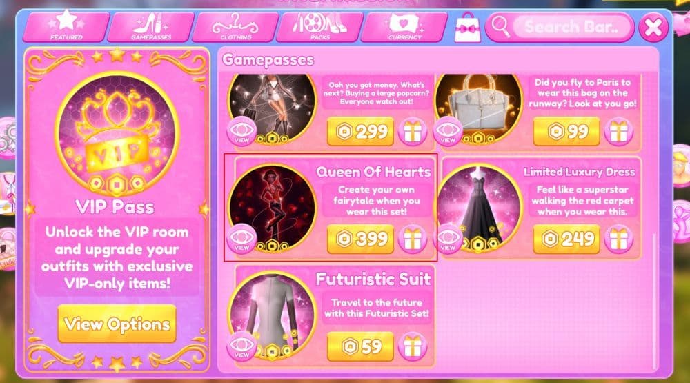 You can easily find the Queen of Hearts DTI set in the store (Image Credit: Screengrab by THESPIKEGG via Dress to Impress on Roblox)