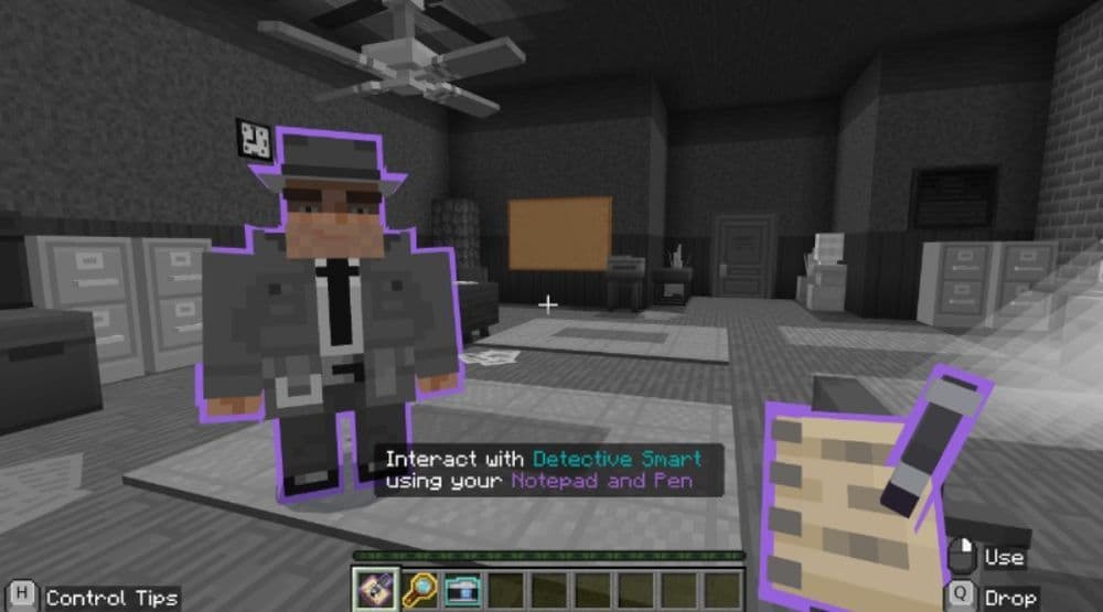 Players can enjoy Reed Smart within the game to improve their knowledge about AI-generated fake videos and more (Image Credit: Screengrab via Minecraft)