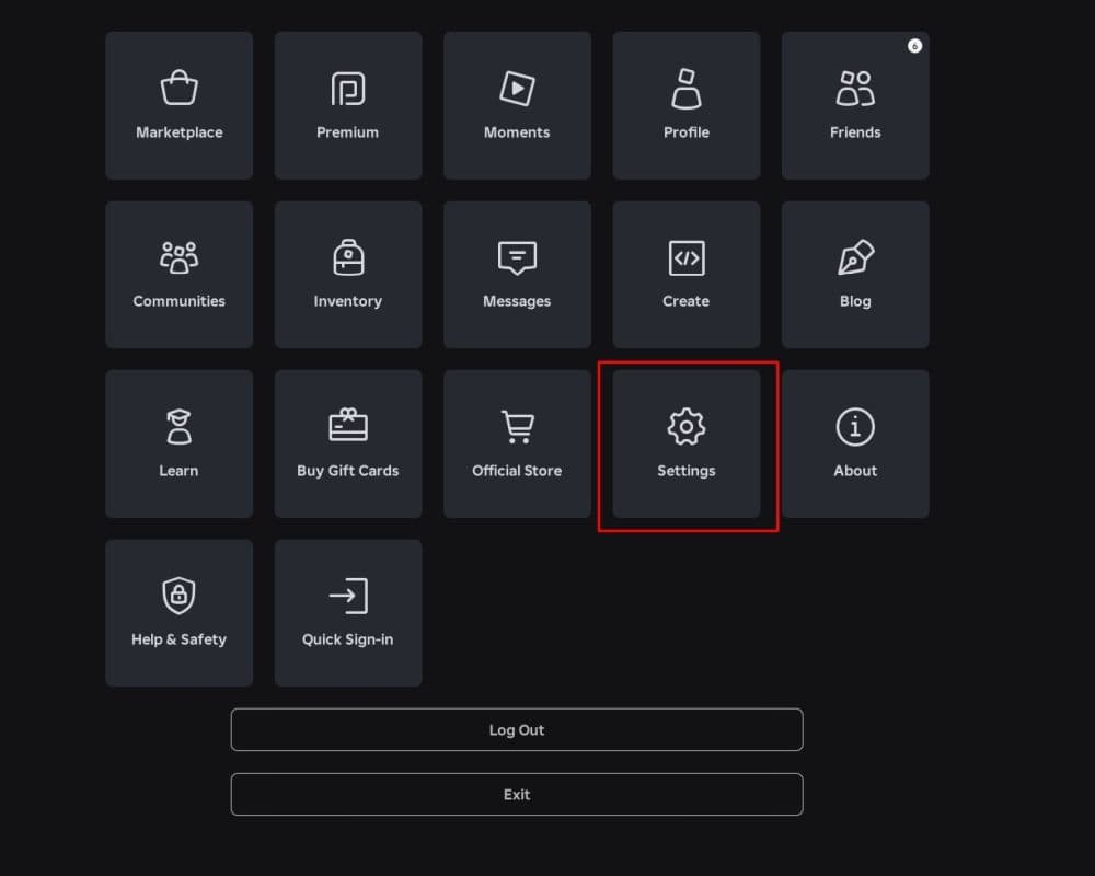 Find the settings in Roblox (Image Credit: THESPIKEGG)