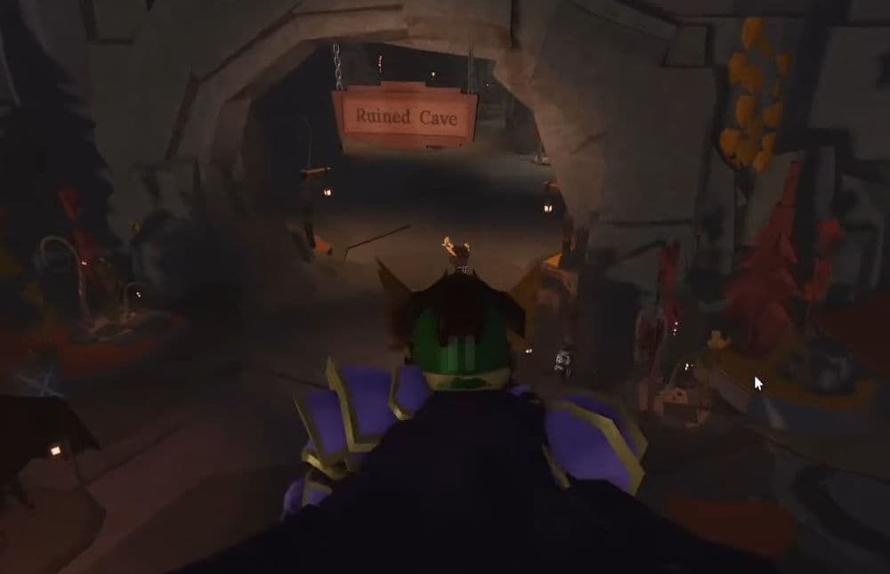 Players need to get inside the Ruined Cave to get Eye Ore in The Forge (Image Credit: NoobBlox on YouTube)
