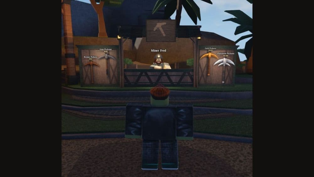 You can sell your old pickaxes to Miner Fred, who is located right near the spawn zone in The Forge (Image Credit: THESPIKEGG)