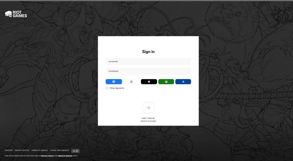 Log in to Riot Games with your League of Legends credentials and follow the instructions (Screengrab via Riot Games)