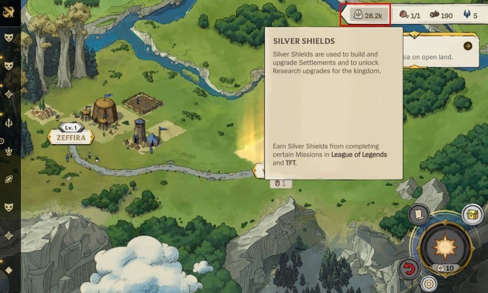 You can check your total amount of Silver Shields here in the Demacia Rising mode (Image Credit: Screenshot by THESPIKEGG)