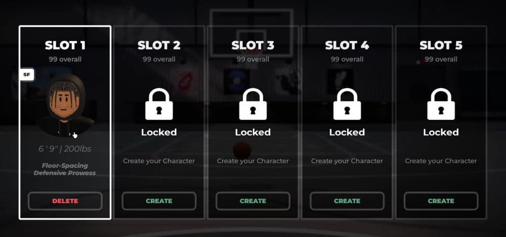 You are allowed to have five different characters, one for each slot (Image Credit: Prada5x on YouTube)