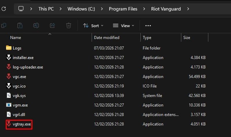 Find the vgtray.exe file in Vanguard’s location and run it manually, even better as an admin (Image Credit: THESPIKEGG)