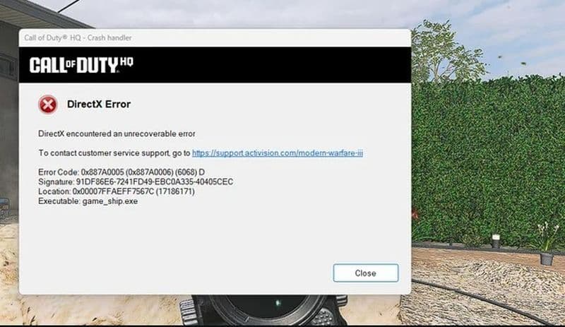Here is what the error looks like on PC (Image Credit: Reddit)