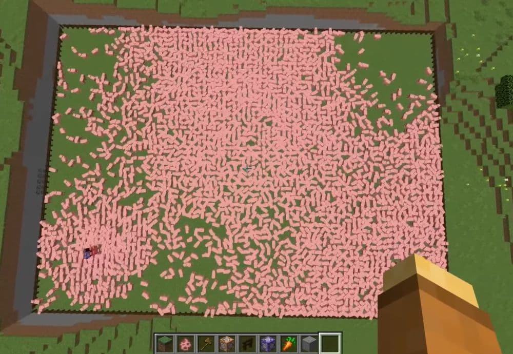 YouTuber Yeah Jaron broke the world record by breeding hundreds of pigs once, but according to them, the game got so laggy that he couldn’t properly share it with their followers (Image Credit: Yeah Jaron on YouTube)