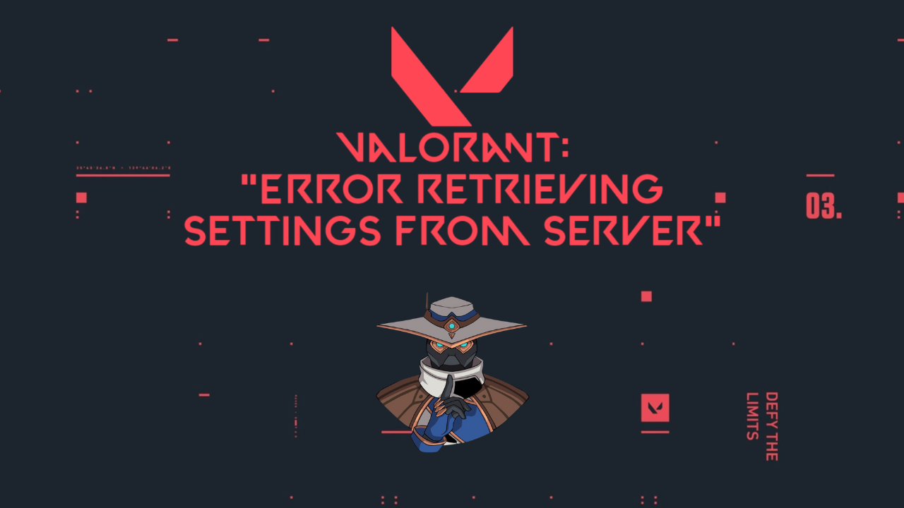 An image of Cypher shushing the reader, with the text "Valorant: 'Error Retrieving Settings from Server'" above him. 