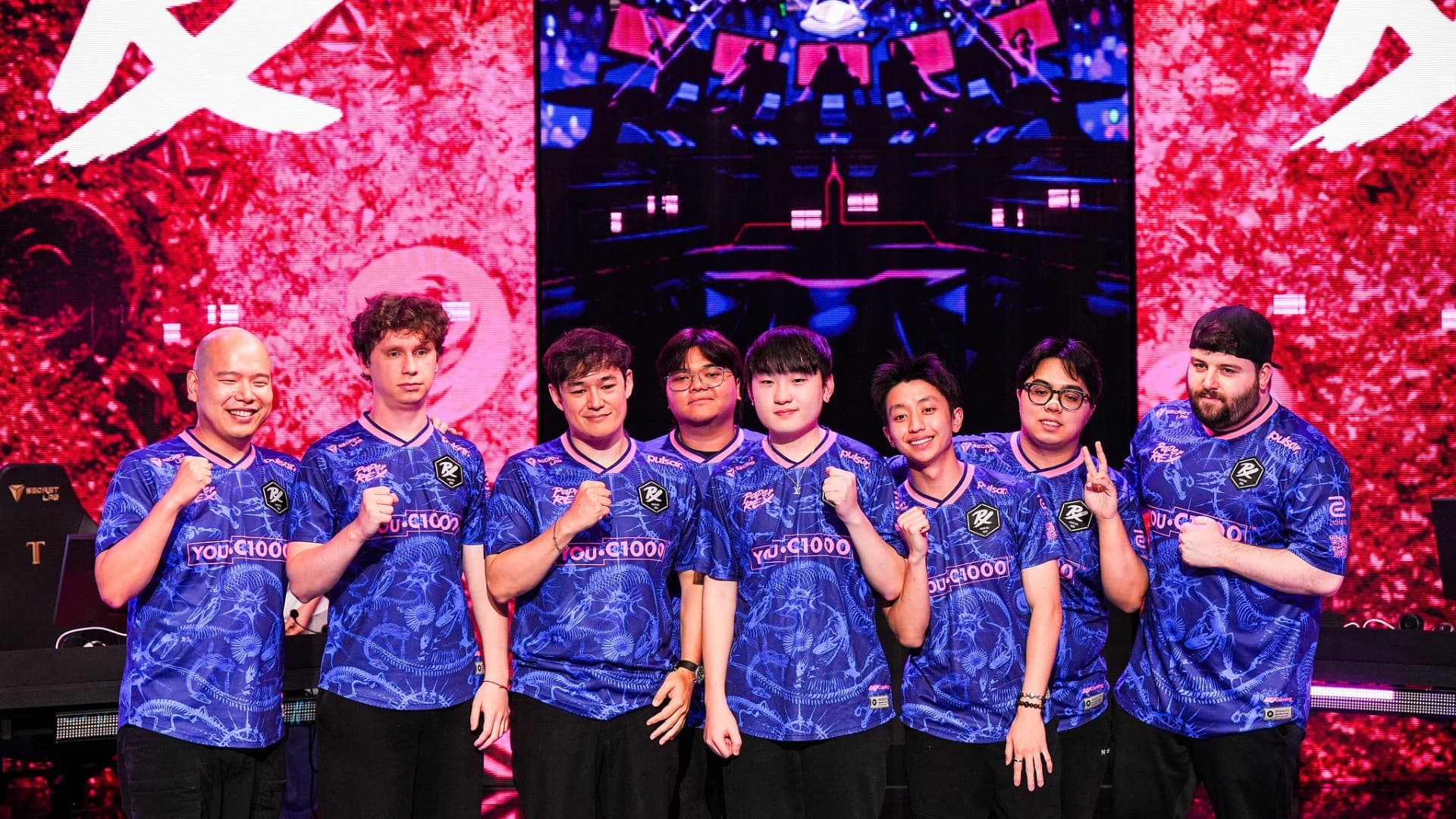 Paper Rex celebrating on stage after their win against Team Secret at VCT Pacific 2026 Stage 2 group stage (Image Source: Riot Games)