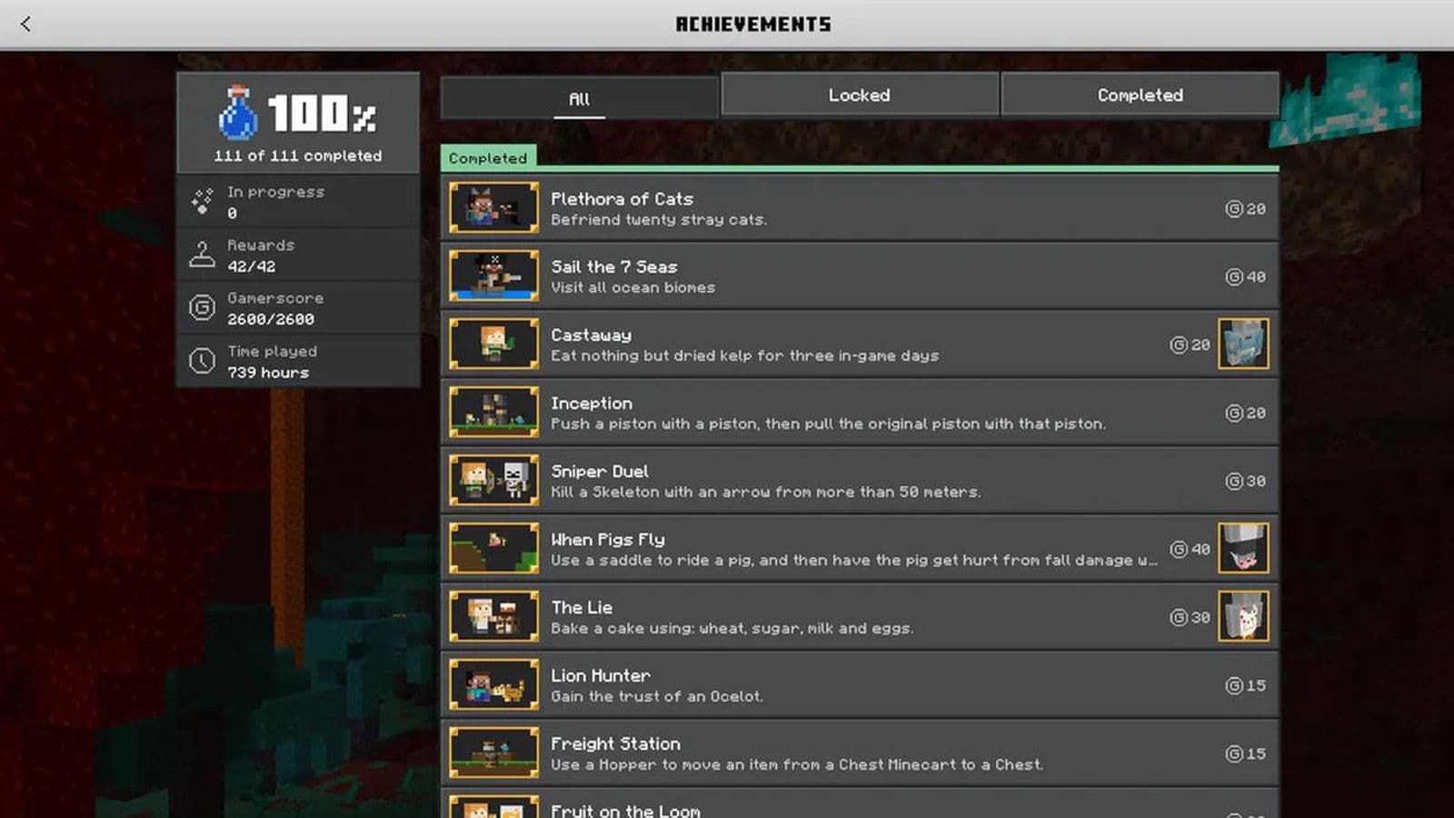 All Minecraft Achievements and advancements