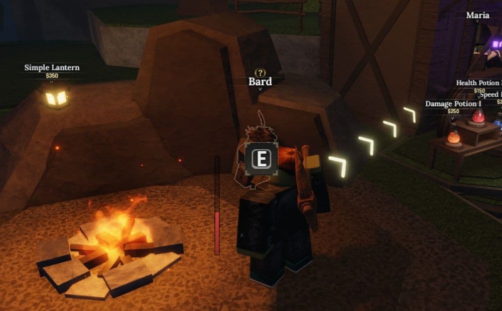 You can find Bard in the town center, simply go to him and hold “E” to interact (Image Credit: THESPIKEGG)