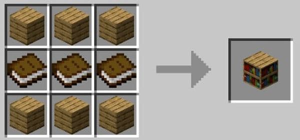Here is the bookshelf recipe in Minecraft (Image Credit: THESPIKEGG)