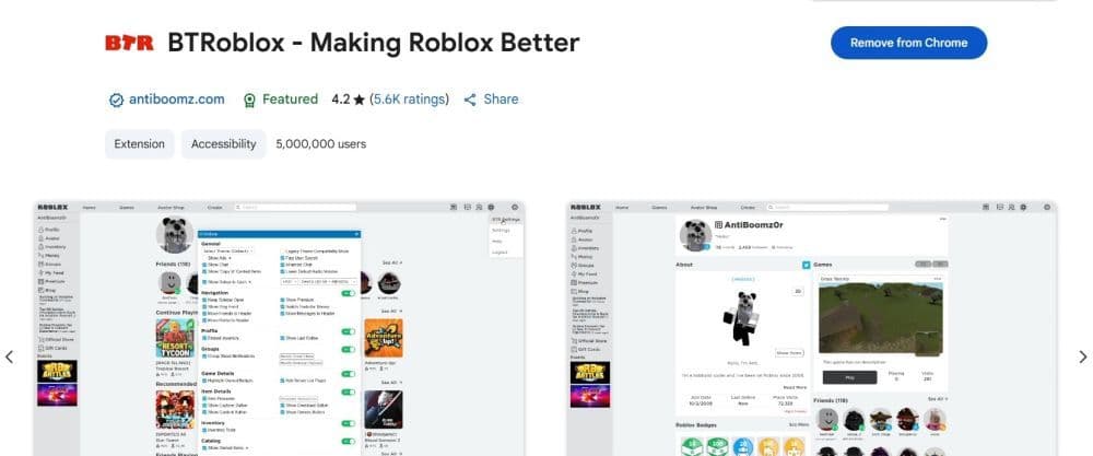 BTRoblox is a plugin that you can get on Chrome (Image Credit: Pulse on YouTube)
