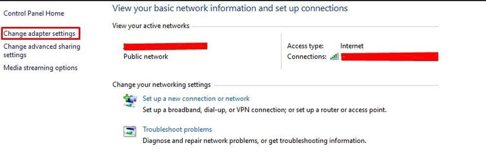 Click on” Change adapter settings” in your network settings, go to properties and change your DNS (Image Credit: THEPSIKEGG)