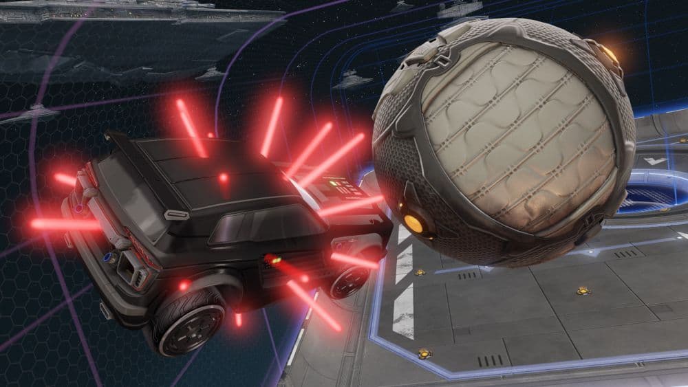 You can play various game modes throughout the Rocket League Star Wars event, including the 2v2 mode, Car Wars (Image Credit: Rocket League/Star Wars)