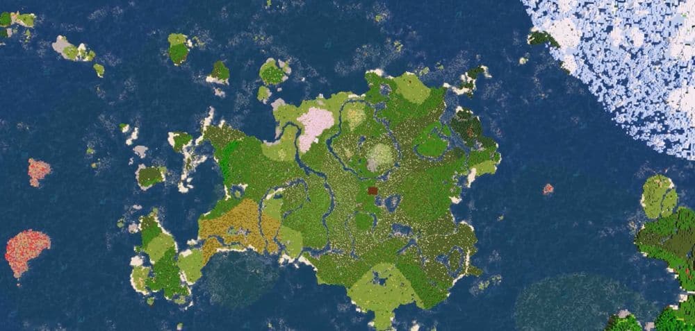 Continent Island (Image Credit: akirby80 - Minecraft Seeds on YouTube)