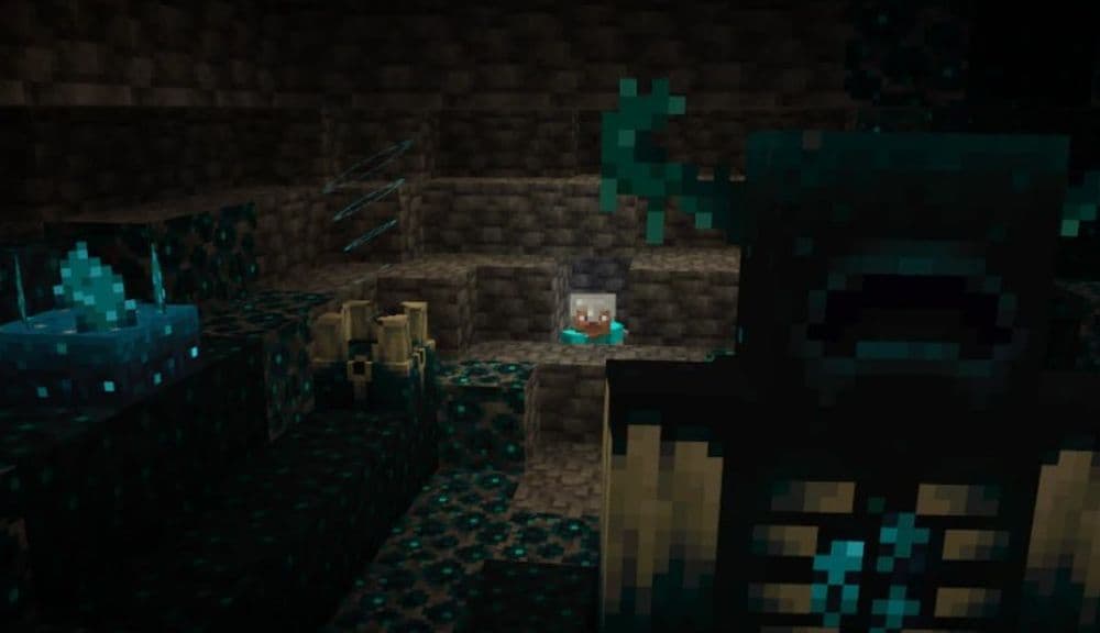 Wardens spawn in the deep dark biome of Minecraft (Image Credit: Mojang/Minecraft)