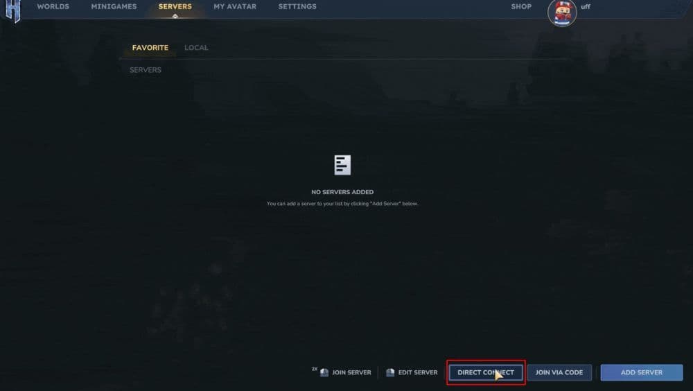 Click on “Direct Connect” at the bottom of your screen (Image Credit: Screenshot by THESPIKEGG via Aternos)
